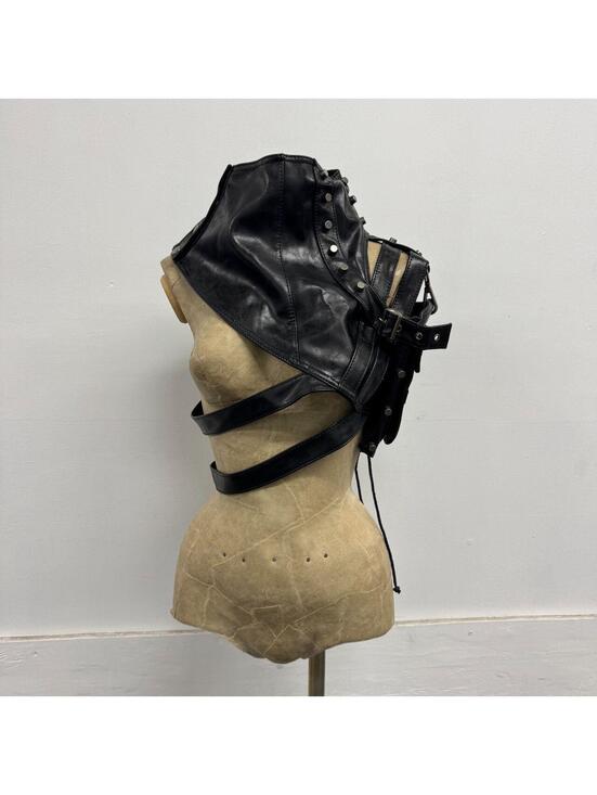 Accessories - Avant-Garde Cyberpunk Apocalyptic Black Asymmetric Pauldron Harness